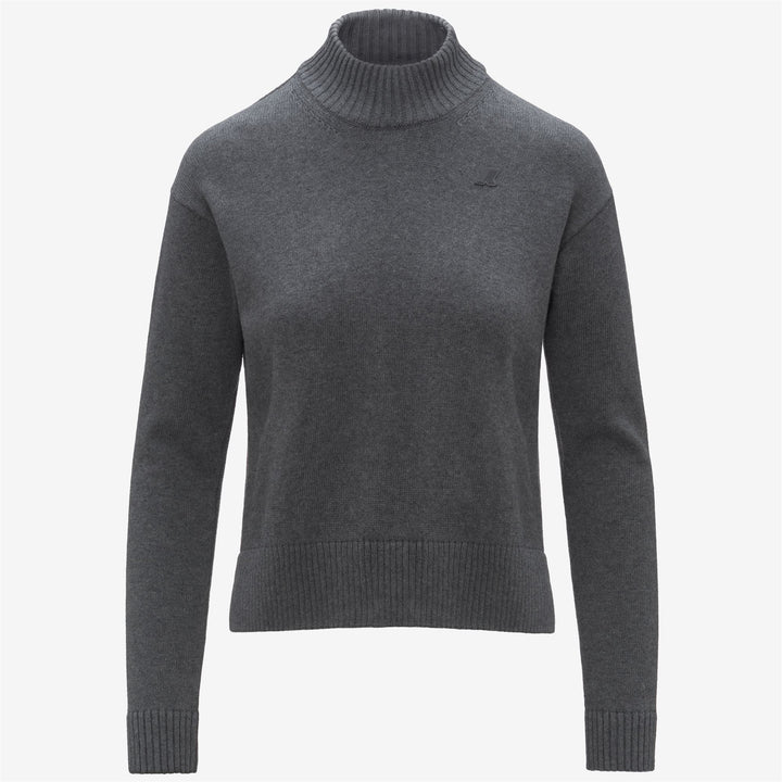 Maglione grigio da donna in maglia di cotone e cashmere con collo alto 1