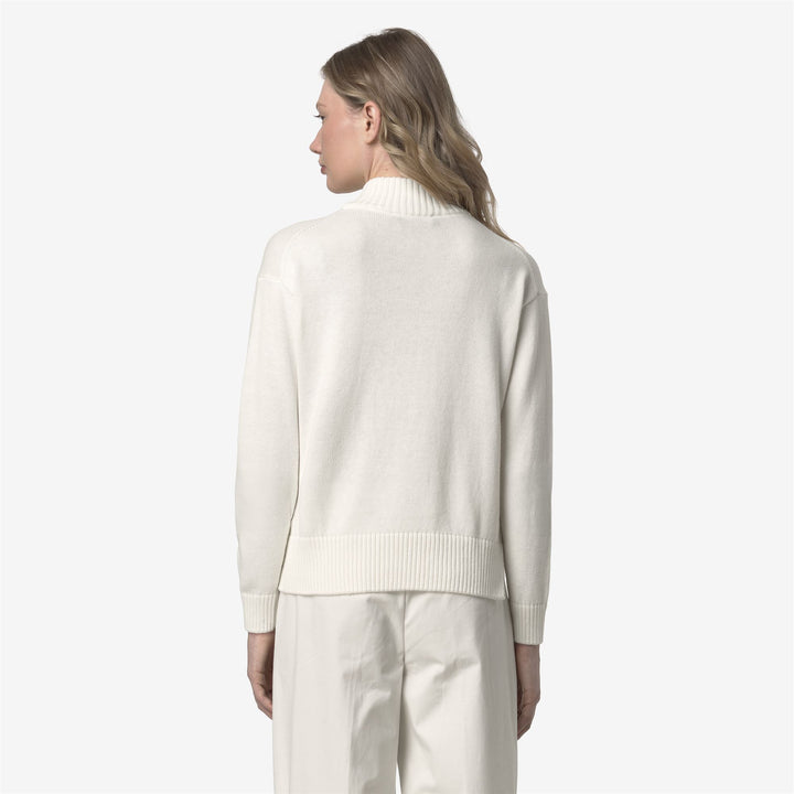 Suéter de cuello alto de algodón y cachemira blanco para mujer 5