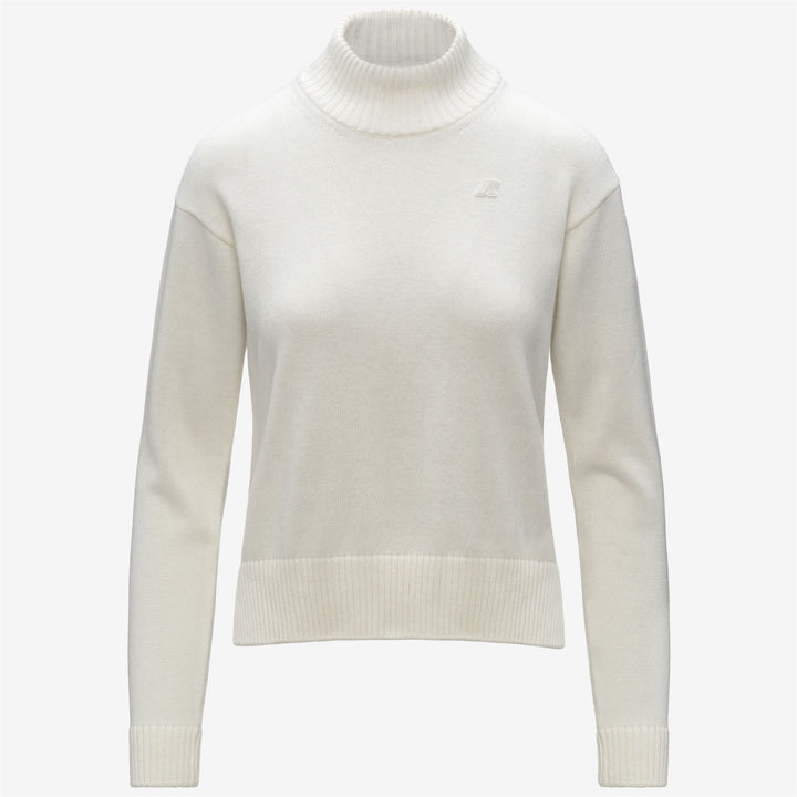 Suéter de cuello alto de algodón y cachemira blanco para mujer 1