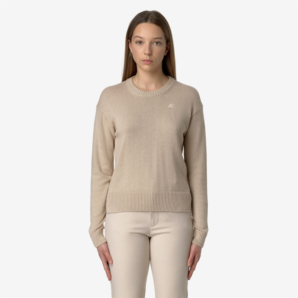 Beige Women's Cashmere Cotton Knit Pullover for City Wear 02