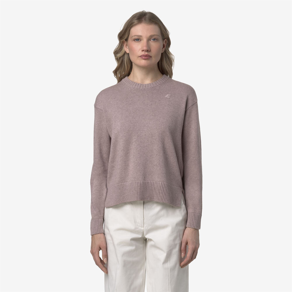 Brown Women's Cashmere Cotton Crew Neck Pullover Sweater 02