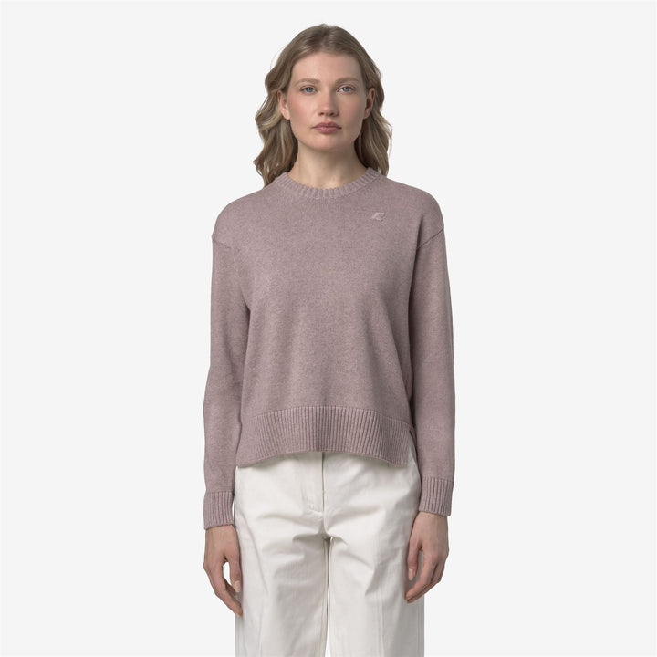 Suéter de cuello redondo de algodón y cachemira marrón para mujer 3