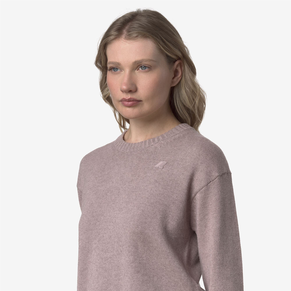 Maglione girocollo in cashmere e cotone marrone da donna 02