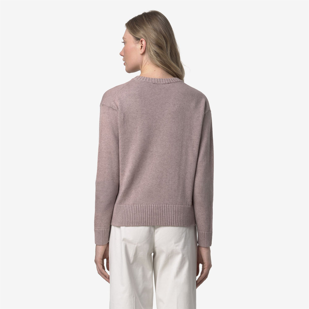 Suéter de cuello redondo de algodón y cachemira marrón para mujer main