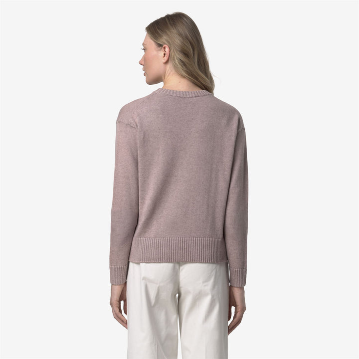 Suéter de cuello redondo de algodón y cachemira marrón para mujer 5