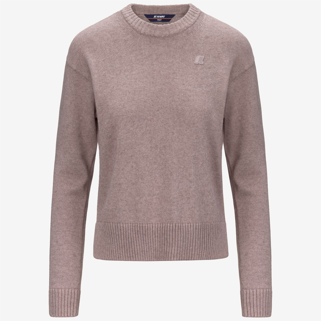 Maglione girocollo in cashmere e cotone marrone da donna 01