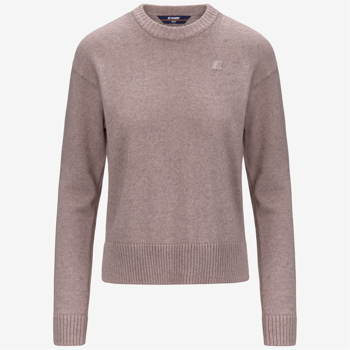 Suéter de cuello redondo de algodón y cachemira marrón para mujer 1