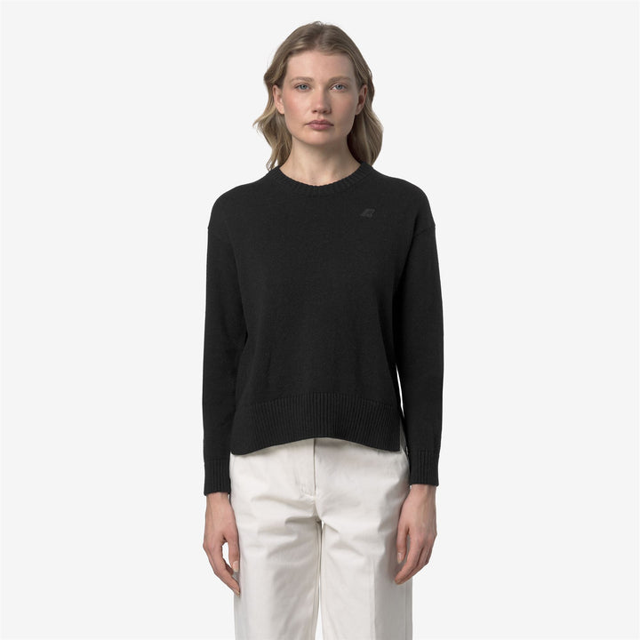Black Women's Cashmere Cotton Crew Neck Sweater 3