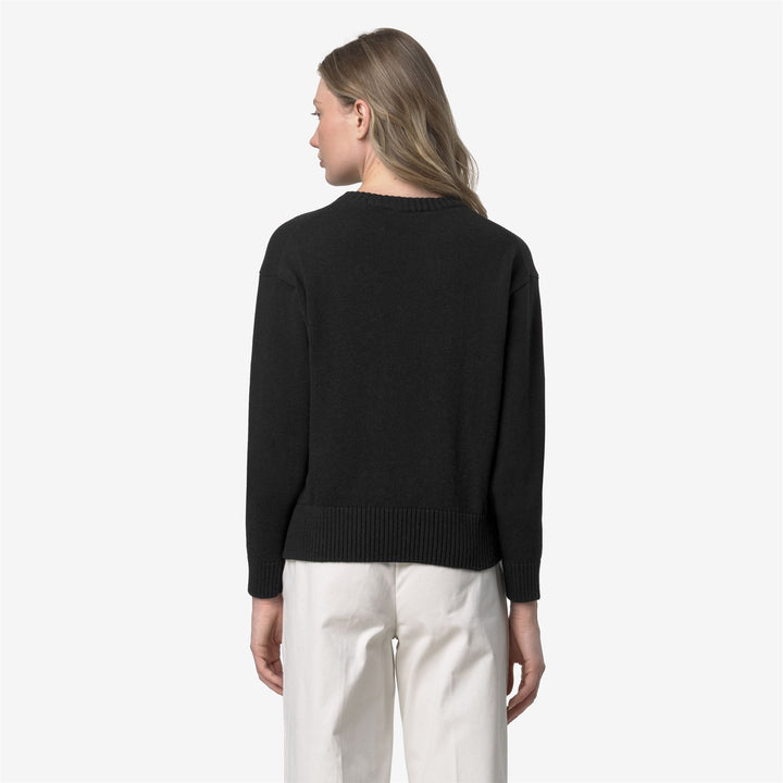Black Women's Cashmere Cotton Crew Neck Sweater 5