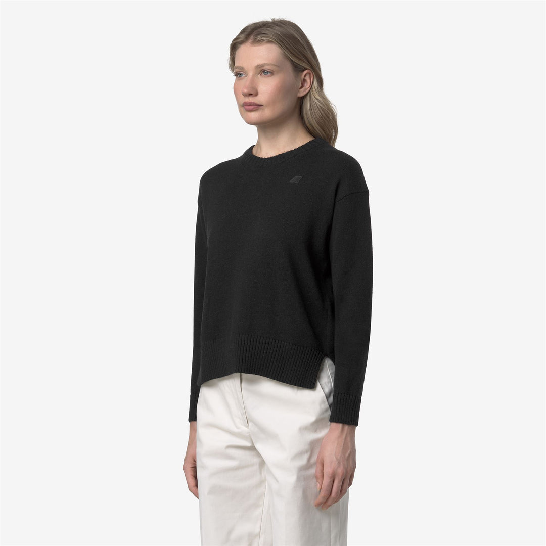 Black Women's Cashmere Cotton Crew Neck Sweater main