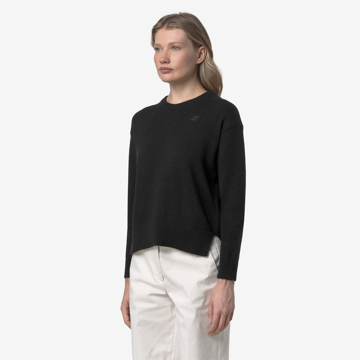 Black Women's Cashmere Cotton Crew Neck Sweater 4