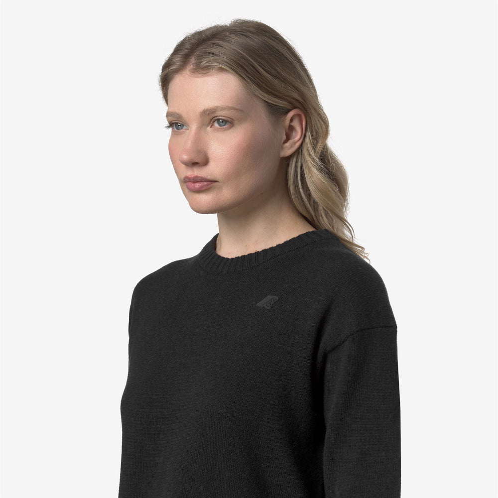 Black Women's Cashmere Cotton Crew Neck Sweater 02