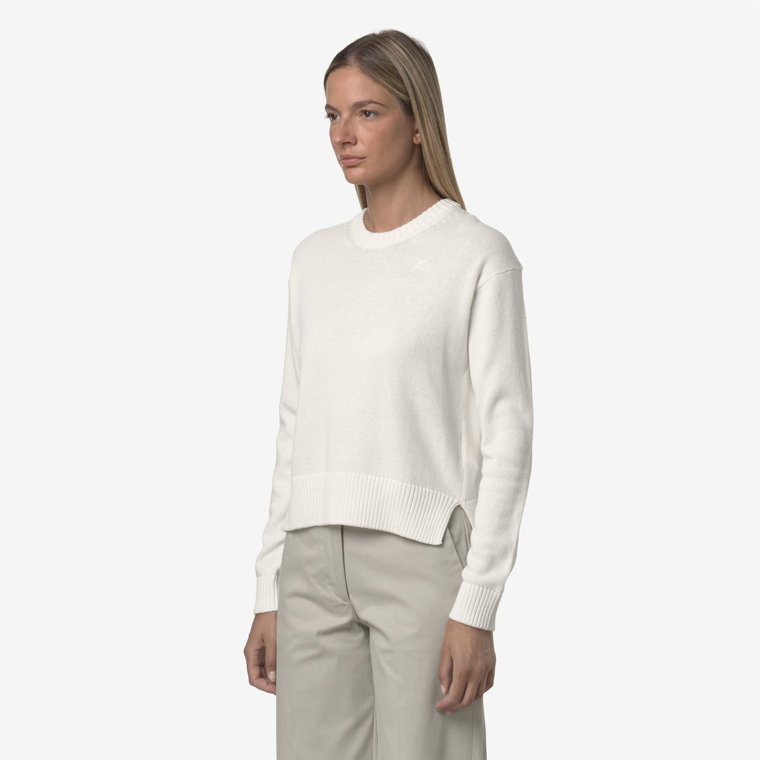 Suéter de punto de cachemira y algodón blanco para mujer main