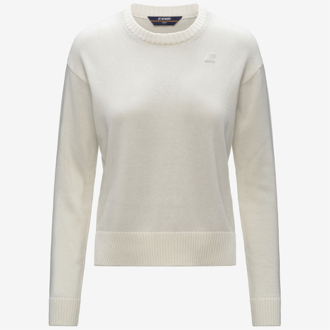Maglione pullover in maglia di cotone e cashmere bianco da donna 01