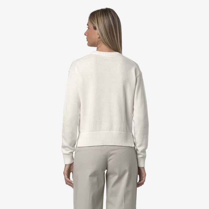 Suéter de punto de cachemira y algodón blanco para mujer 5