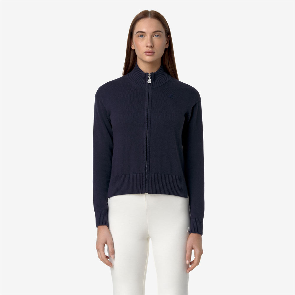 Dark Blue Women's Cotton Cashmere Jacket for City Wear 02