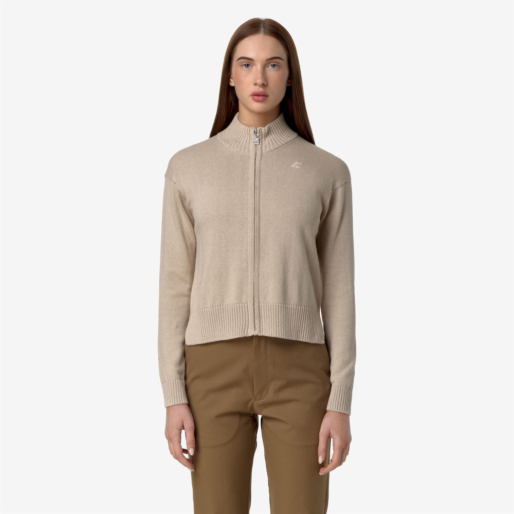 Beige Women's Cashmere Blend Knit Jacket for City Wear 02