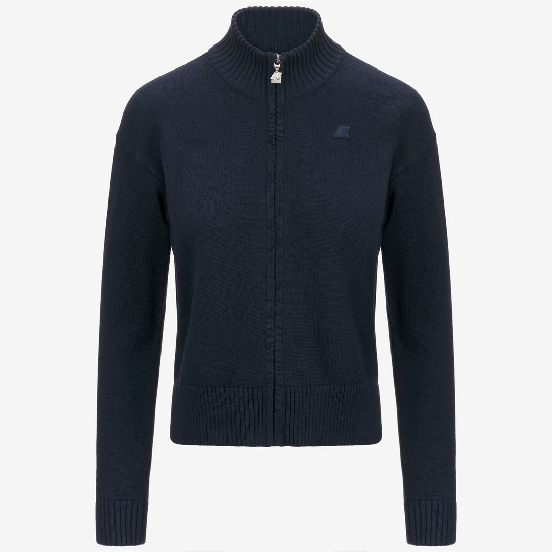 Blue Women's Cotton Cashmere Zip Jacket with Ribbed Edges main