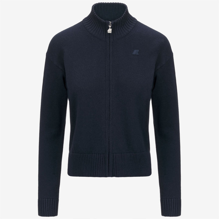 Blue Women's Cotton Cashmere Zip Jacket with Ribbed Edges 1