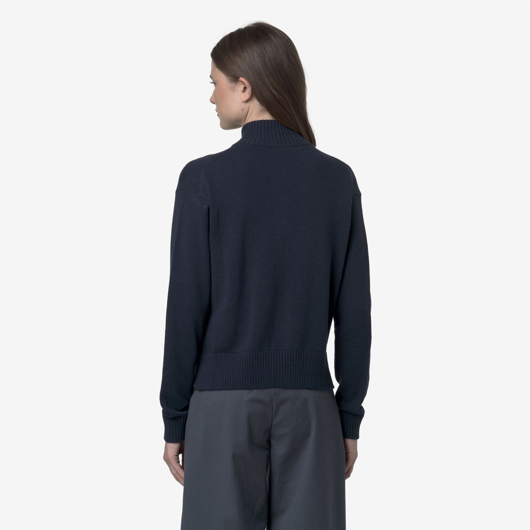 Blue Women's Cotton Cashmere Zip Jacket with Ribbed Edges main