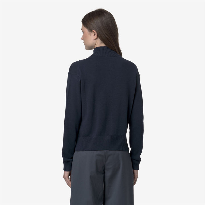 Blue Women's Cotton Cashmere Zip Jacket with Ribbed Edges 5