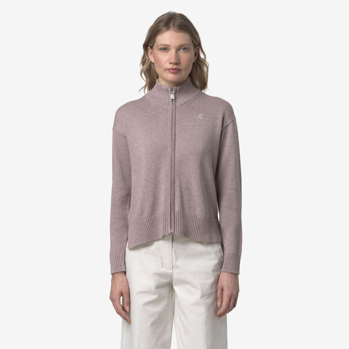 Brown women's Cotton Cashmere Jacket with High Collar 3