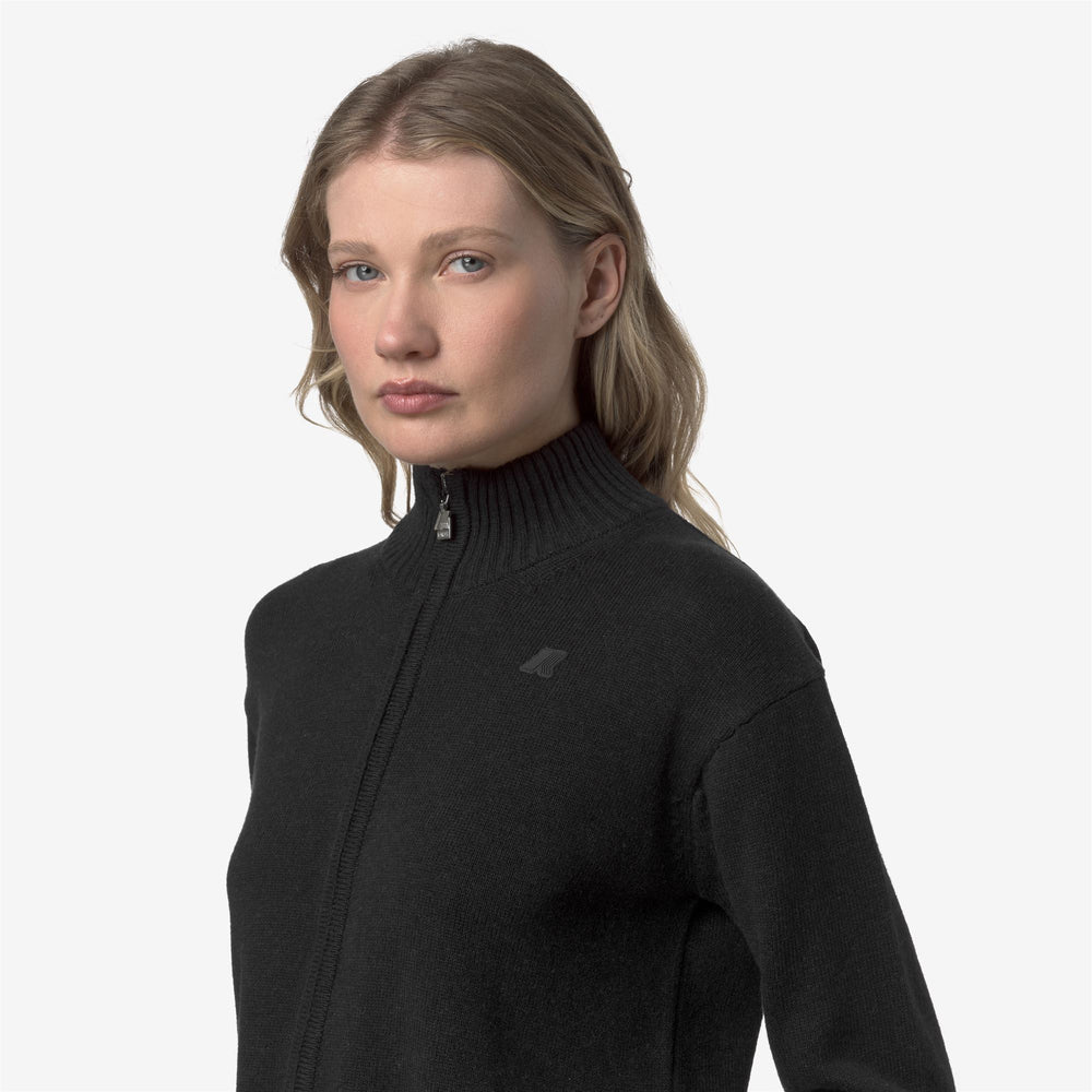 Black Women's Classic Cashmere Blend Knit Jacket 02