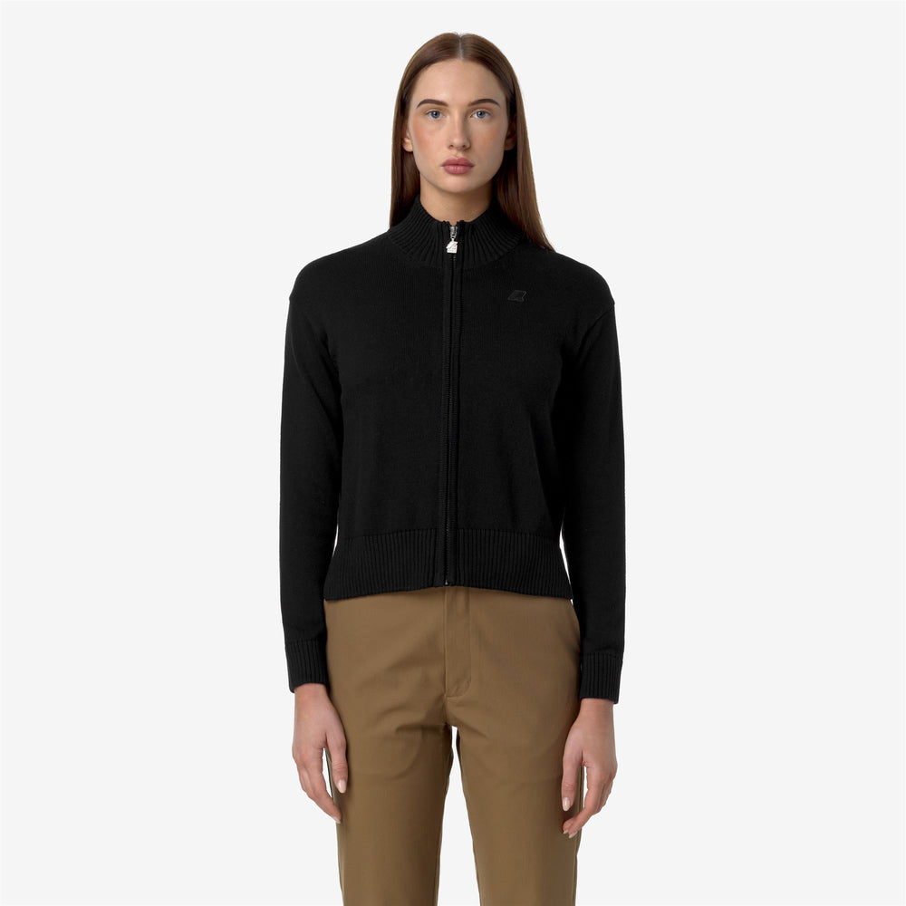 Black Grey Women's Cotton Cashmere Zip Jacket for City Wear 02