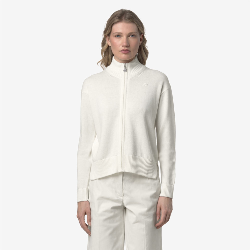 White Women's Cashmere Blend Zip-Up Jacket 02
