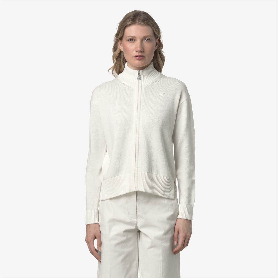 Chaqueta blanca de mezcla de cachemira con cremallera para mujer main