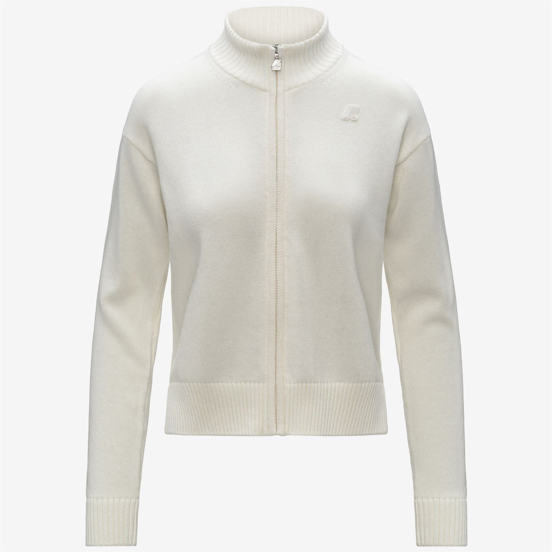Giacca bianca con cerniera in misto cashmere da donna 01