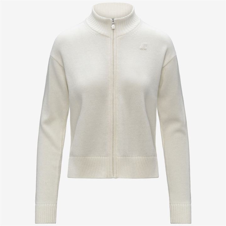 Chaqueta blanca de mezcla de cachemira con cremallera para mujer 1