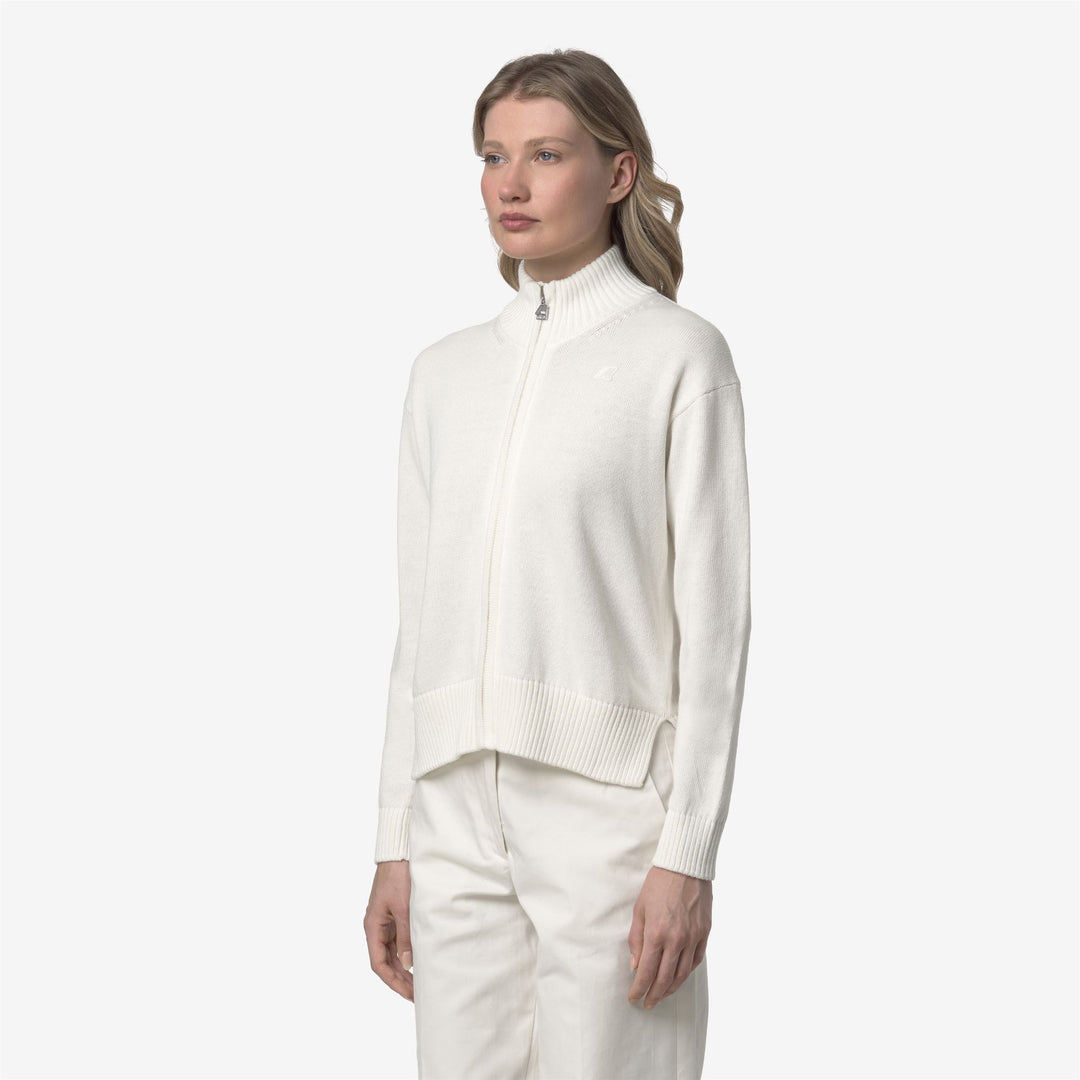 Chaqueta blanca de mezcla de cachemira con cremallera para mujer main