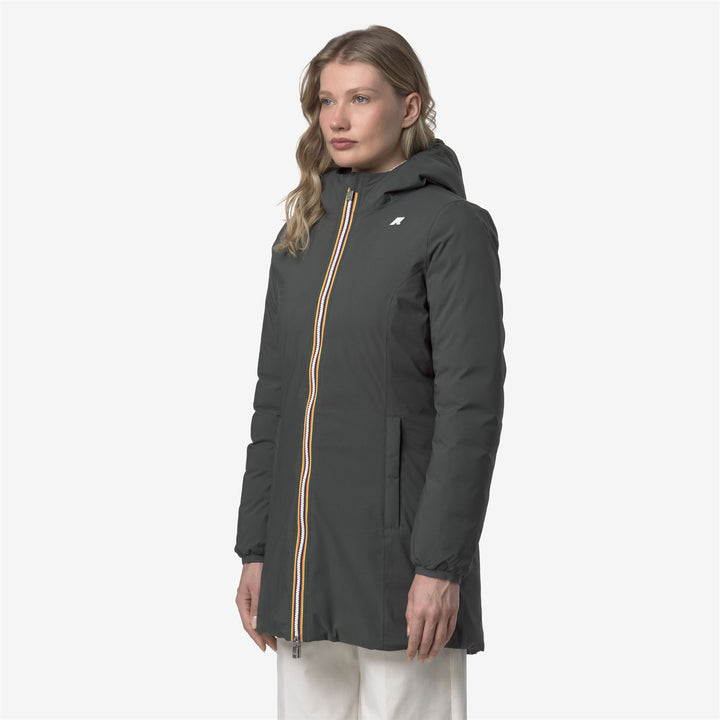 Chaqueta aislante reversible de 3/4 para mujer, color verde oscuro 5