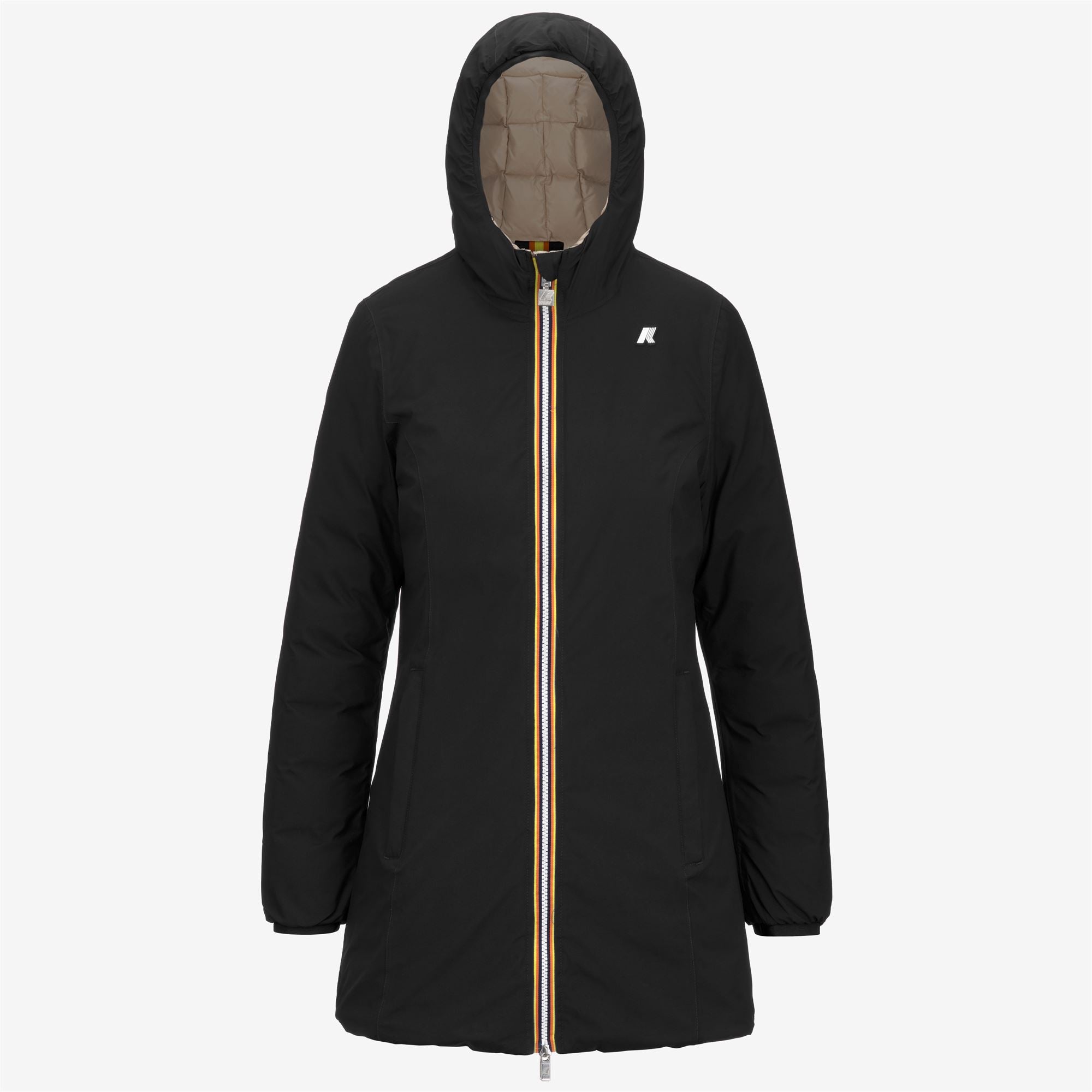 Jackets_WOMAN_DENISE ST THERMO DOUBLE_3/4 Length_Black P-Beige G - Commercial 1