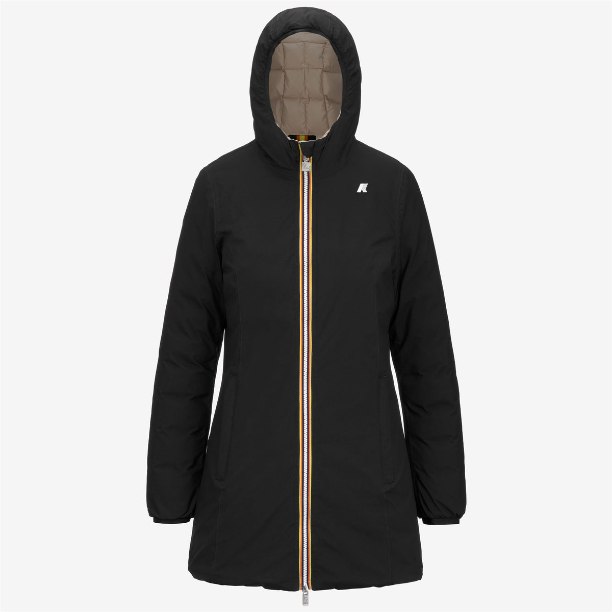 Jackets_WOMAN_DENISE ST THERMO DOUBLE_3/4 Length_Black P-Beige G - Commercial 1