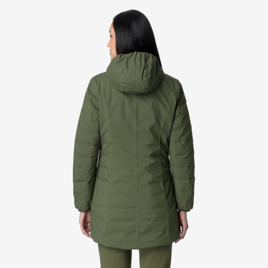 Chaqueta aislante reversible 3/4 verde y negra para mujer main