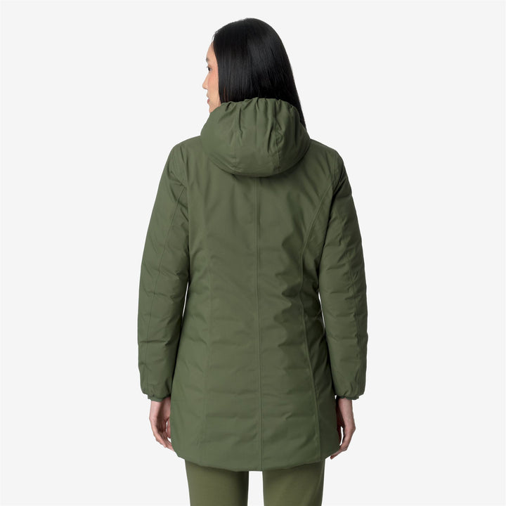 Chaqueta aislante reversible 3/4 verde y negra para mujer 3