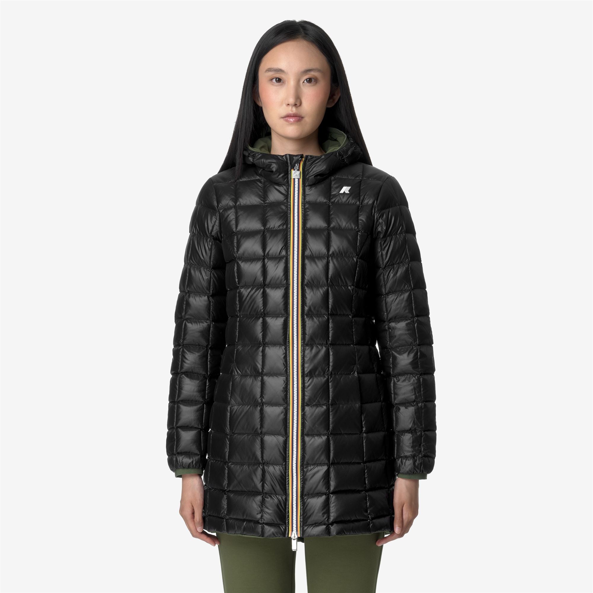Jackets_WOMAN_DENISE ST THERMO DOUBLE_3/4 Length_Green C-Black P - Commercial 7