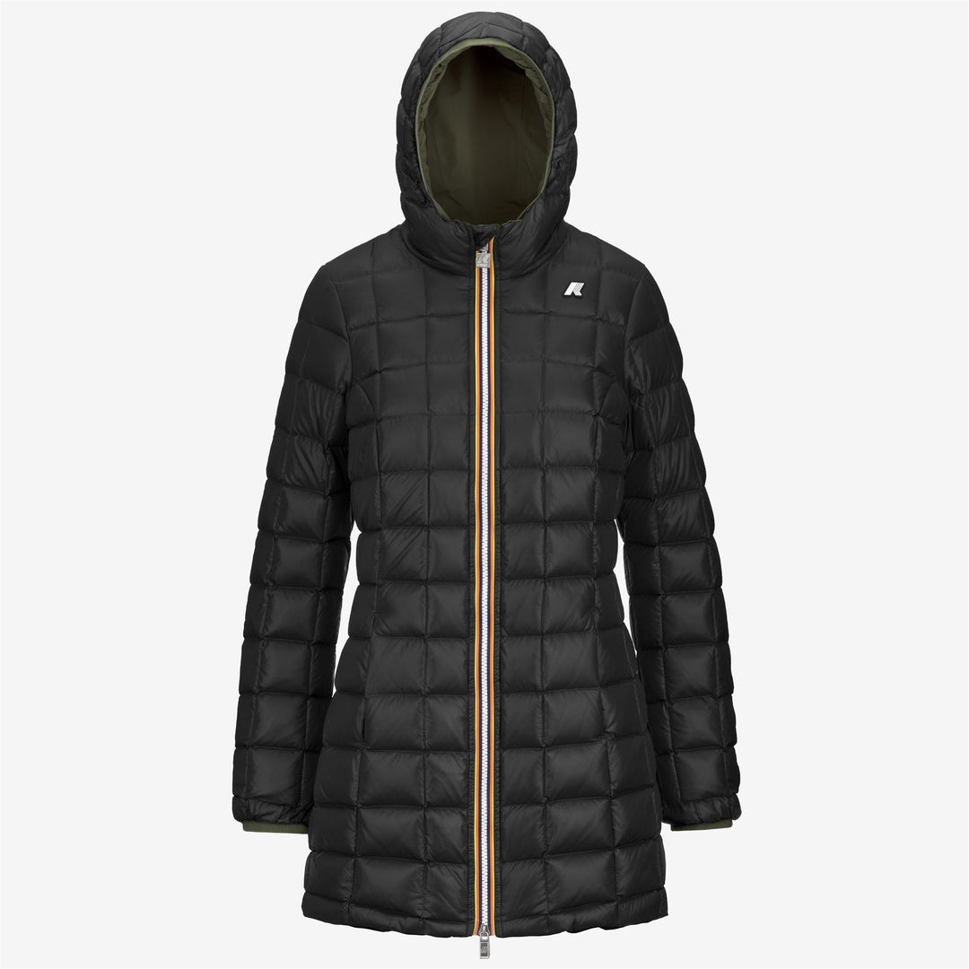 Chaqueta aislante reversible 3/4 verde y negra para mujer main