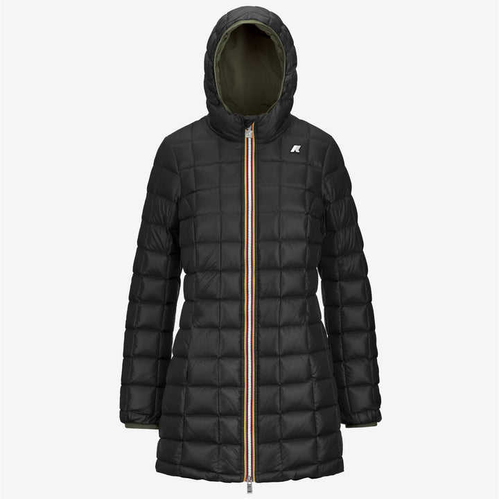 Chaqueta aislante reversible 3/4 verde y negra para mujer 6