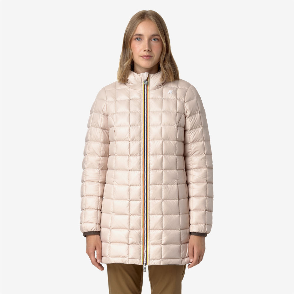 Brown Pink Women's Reversible Cold Weather Jacket with Down Padding 02