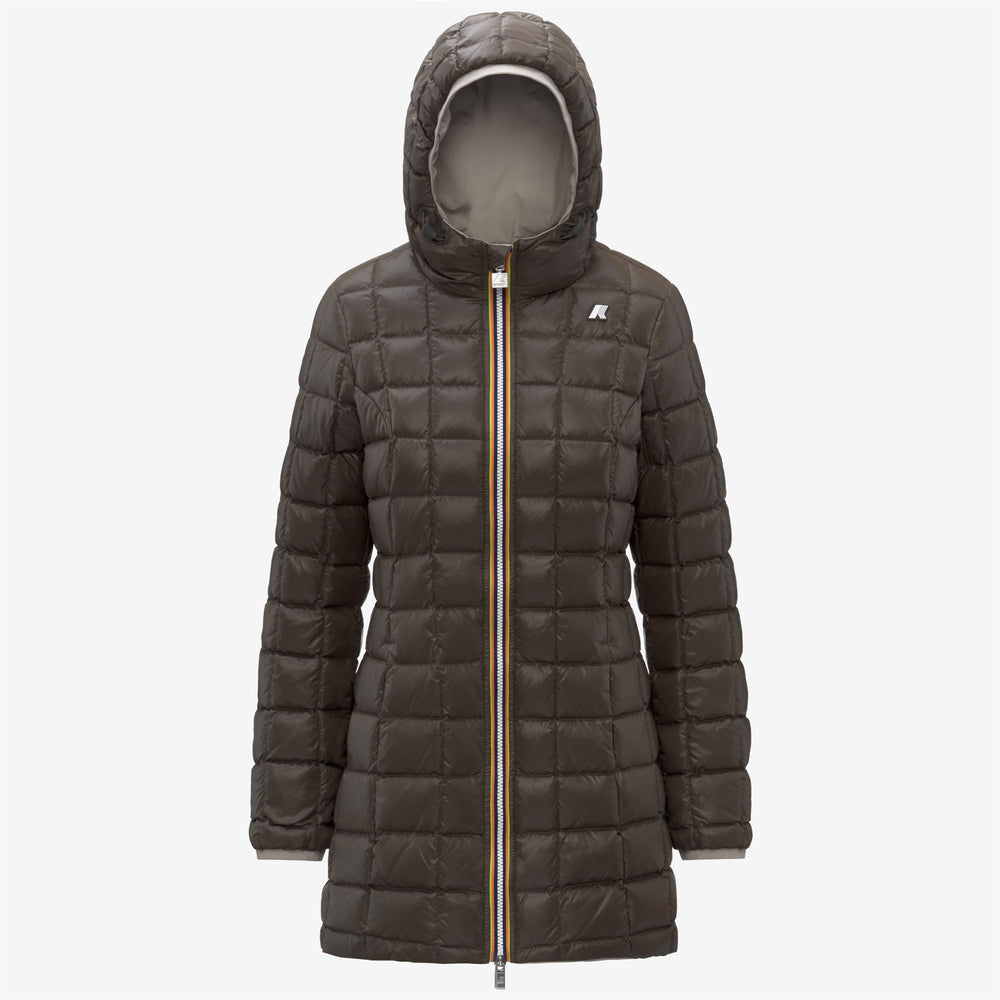 Beige women's reversible insulated 3/4 length jacket 02