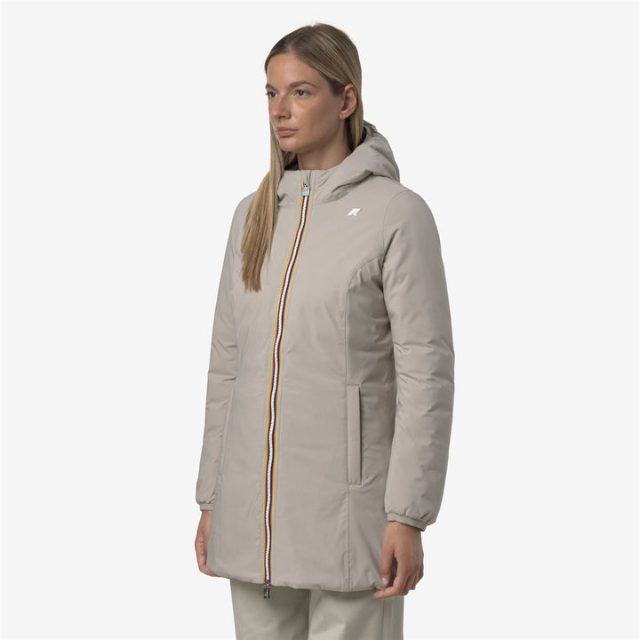 Chaqueta reversible aislante beige de 3/4 de largo para mujer 5