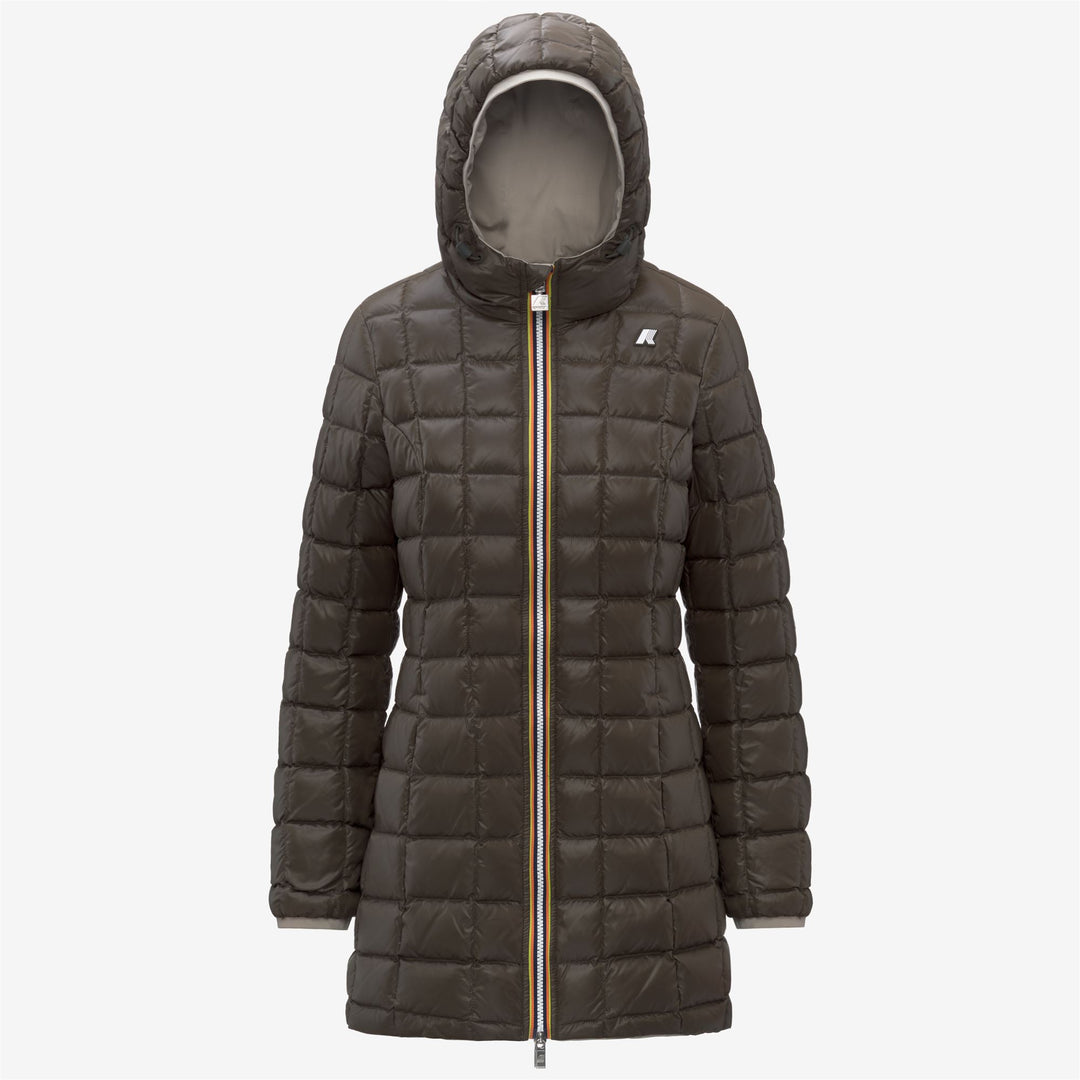 Beige women's reversible insulated 3/4 length jacket main