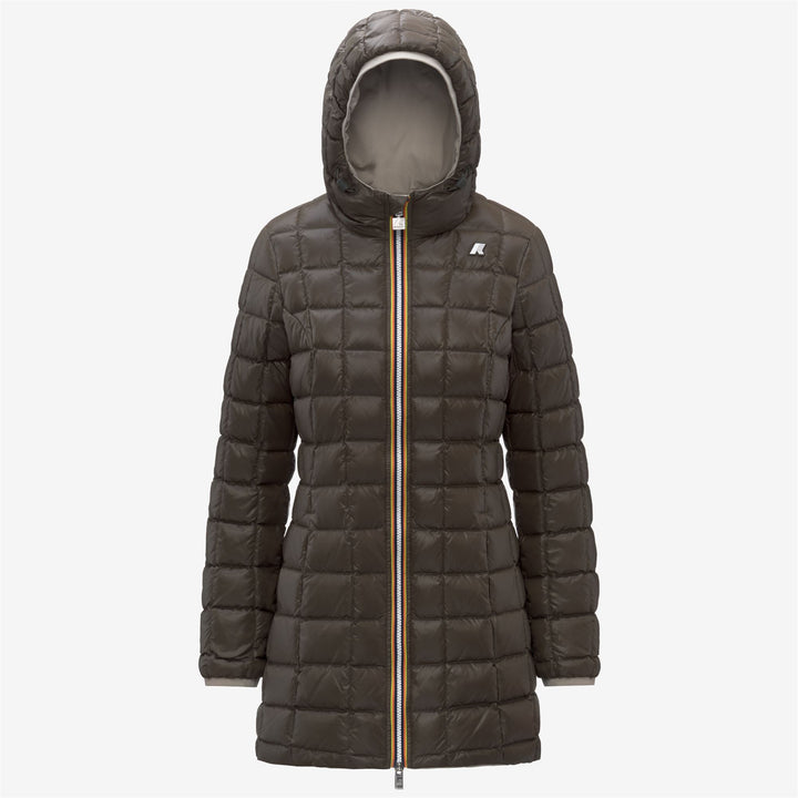 Beige women's reversible insulated 3/4 length jacket 6