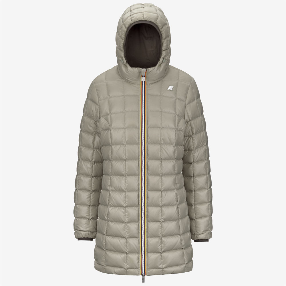 Chaqueta de plumón reversible para mujer color oliva negro para clima frío 02