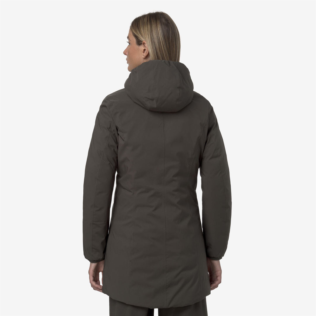 Chaqueta de plumón reversible para mujer color oliva negro para clima frío main