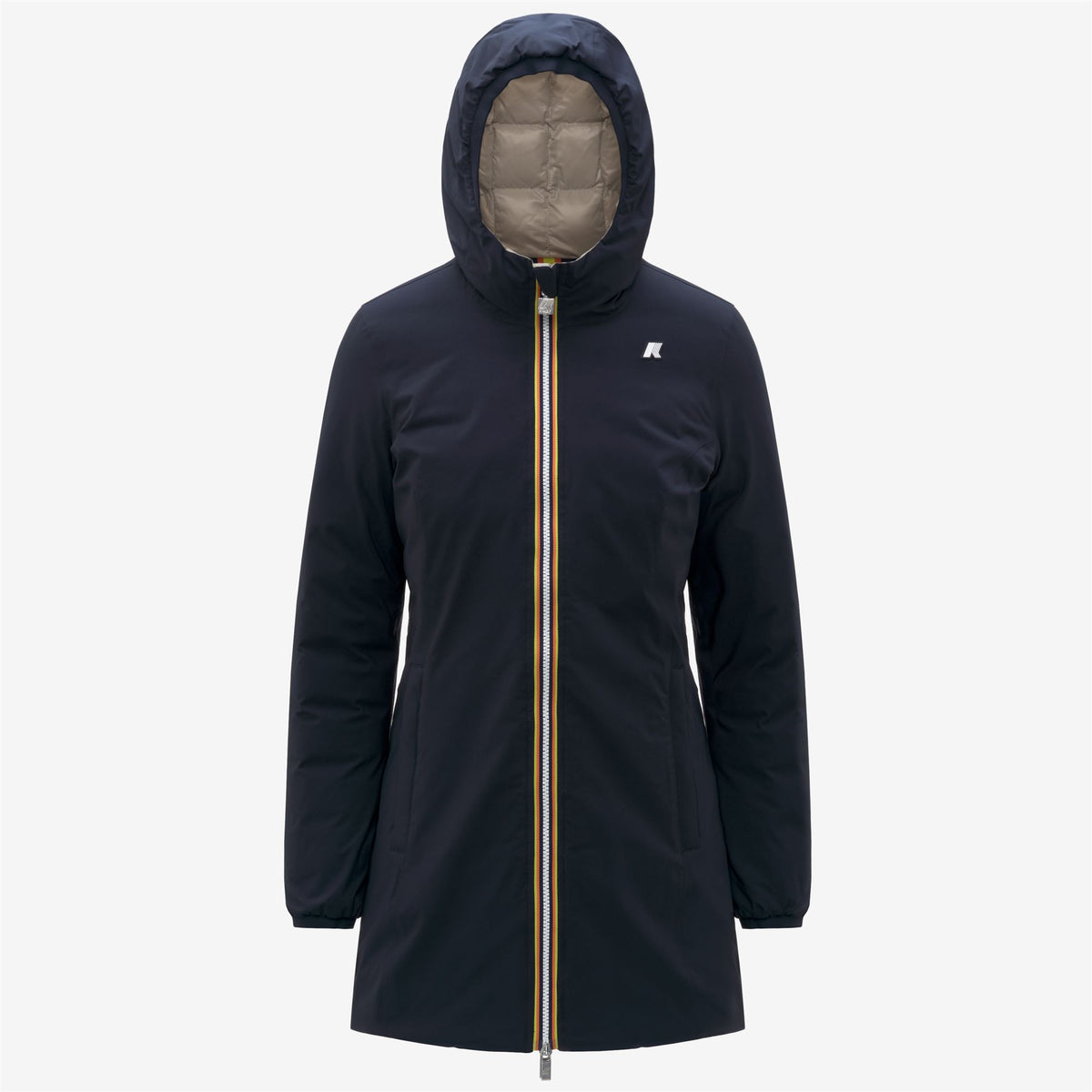 Jackets_WOMAN_DENISE ST THERMO DOUBLE_3/4 Length_Blue Depth - Beige Cashmere - Commercial 1
