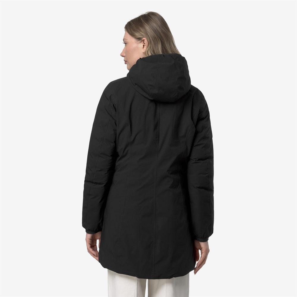 Black women's Reversible 3/4 Length Thermo Jacket with Down Padding 02
